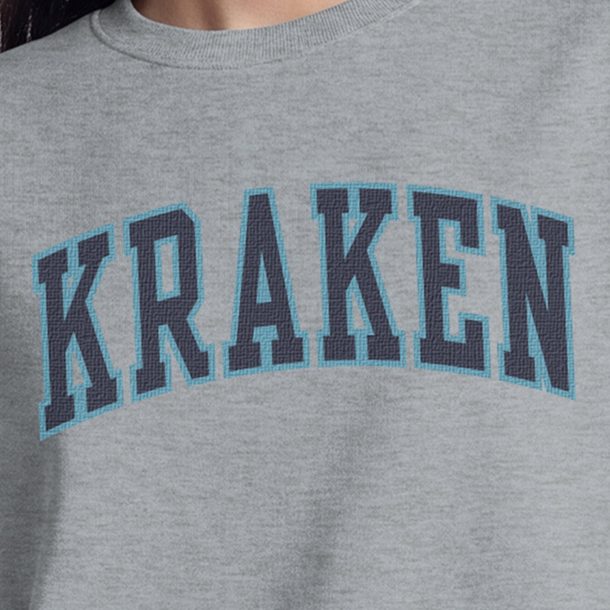 Women's Champion  Heather Gray Seattle Kraken Applique Crewneck Sweatshirt