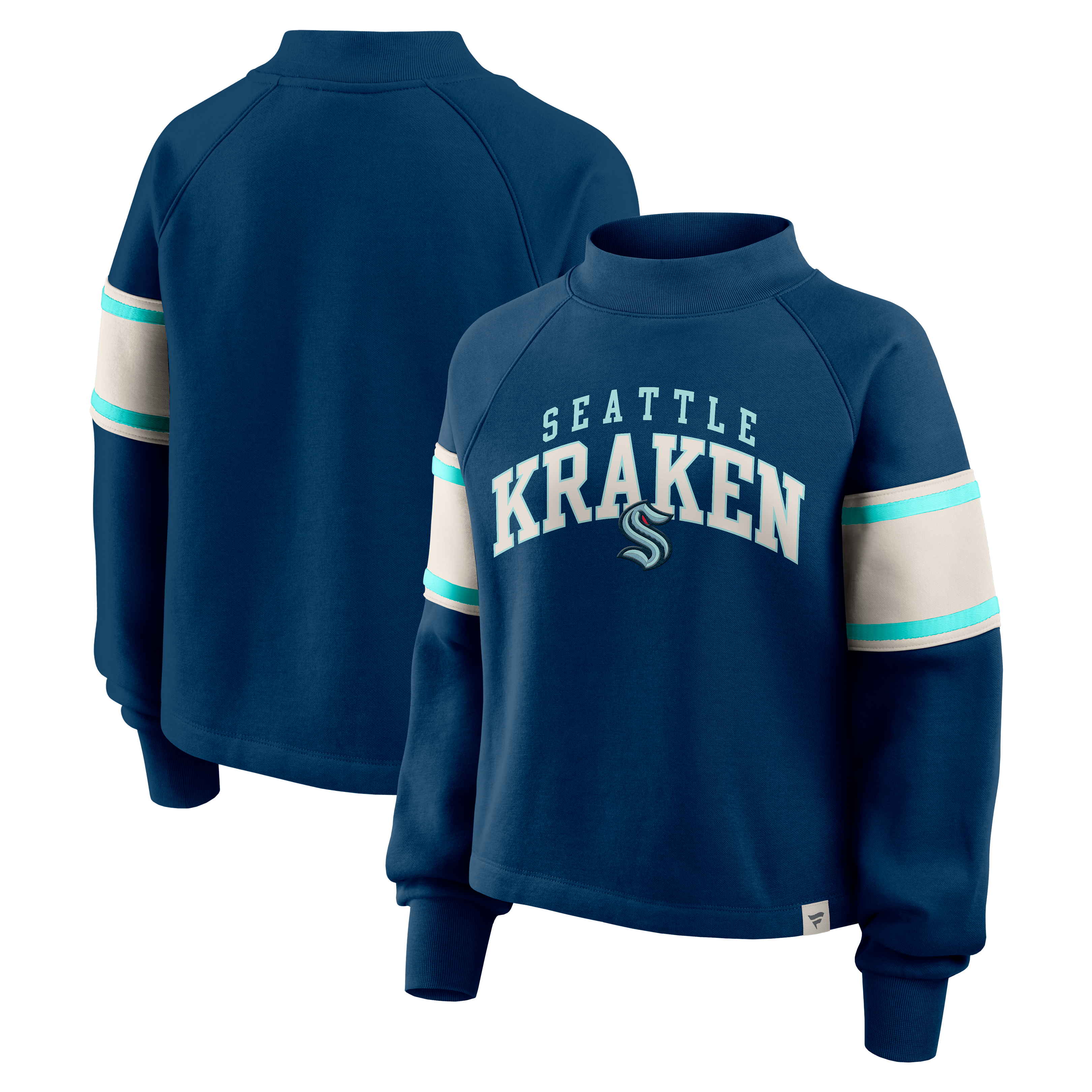 Sweat-shirt à col montant en polaire Fanatics Deep Sea Blue Seattle Kraken Heritage Overtime pour femme