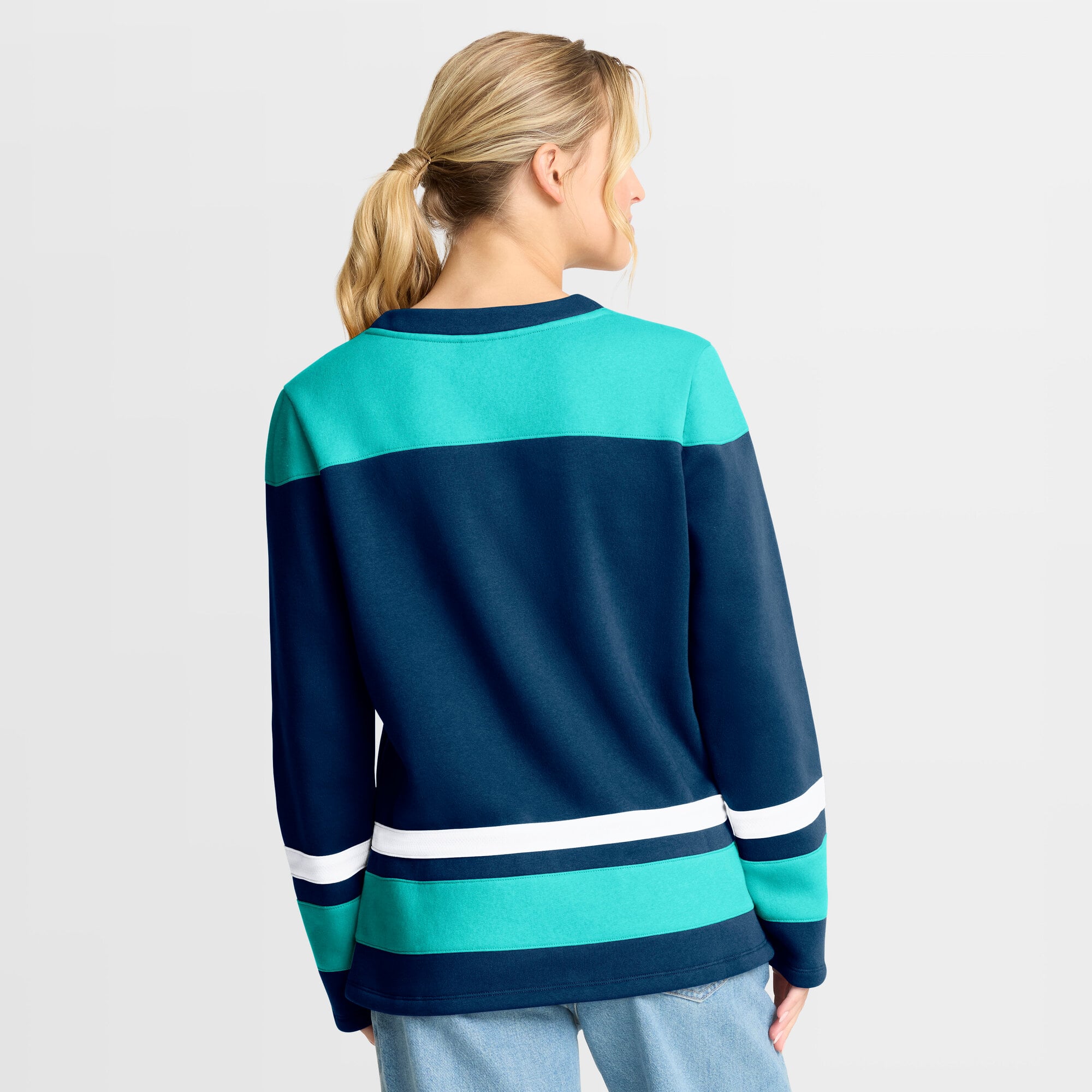 Sweat-shirt à lacets manches longues bleu marine pour femme Fanatics Seattle Kraken Icing