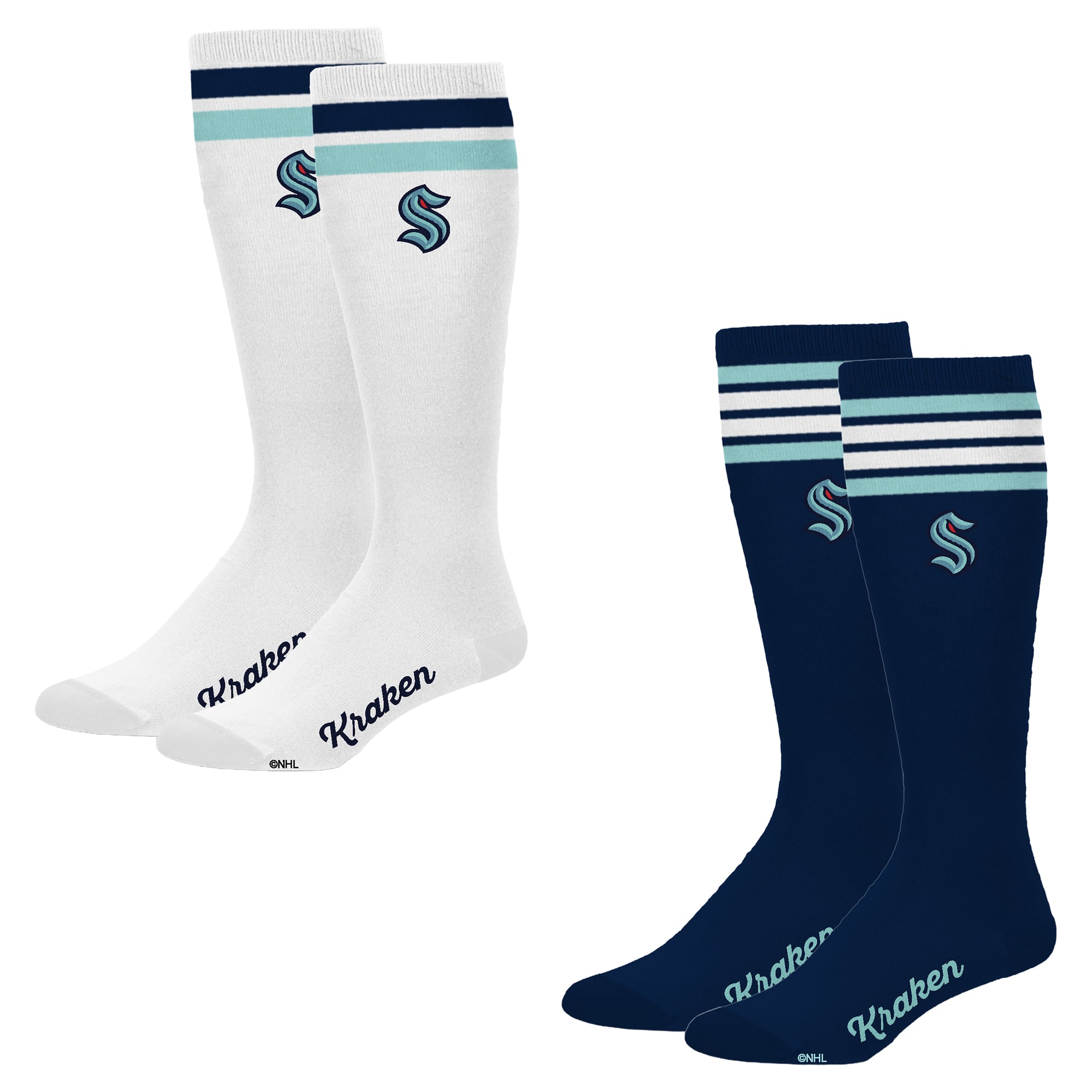 Women's PRO Compression Seattle Kraken Varsity Stripe Knee-High Compression Socks Two Pack