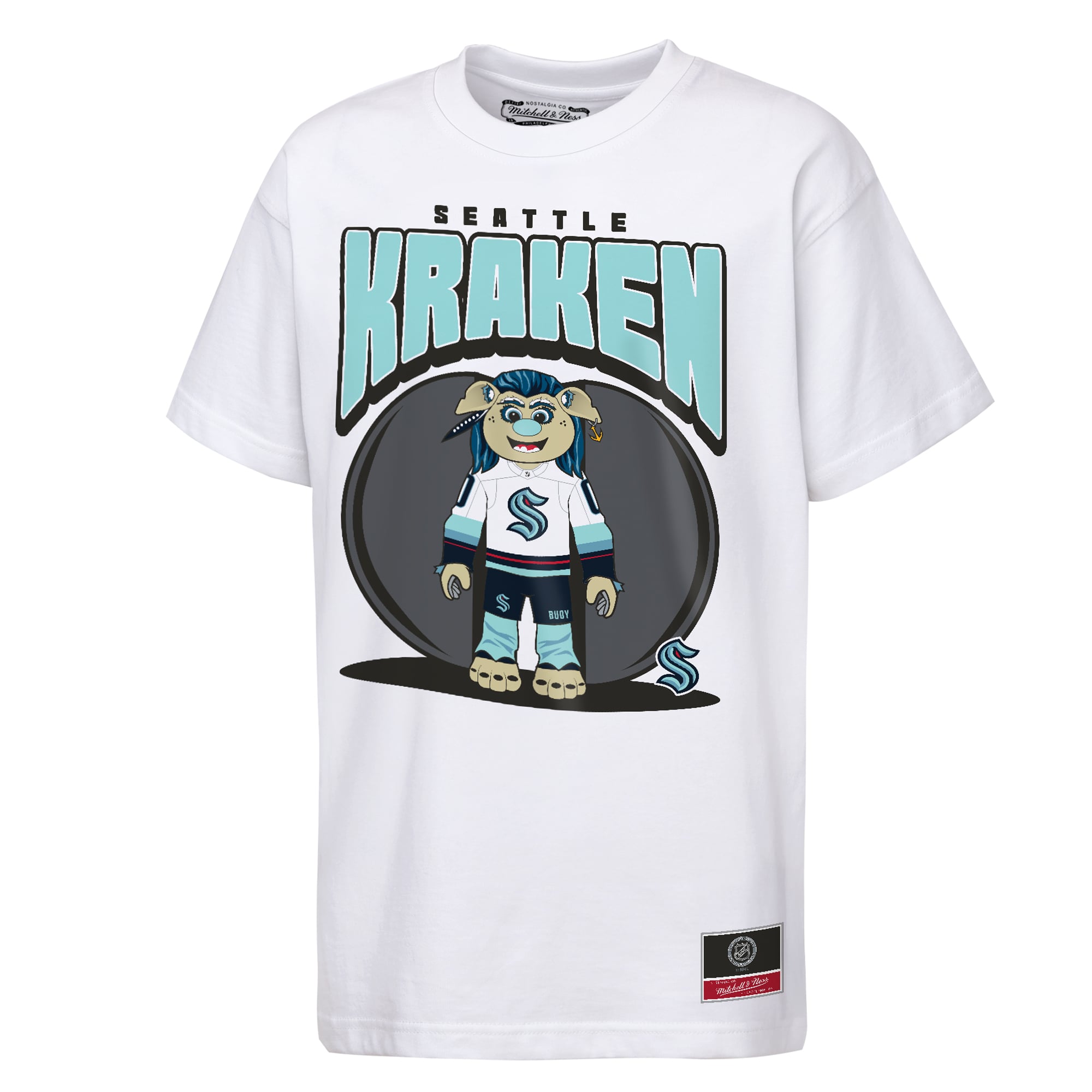Youth Mitchell & Ness  White Seattle Kraken Mascot Mania T-Shirt