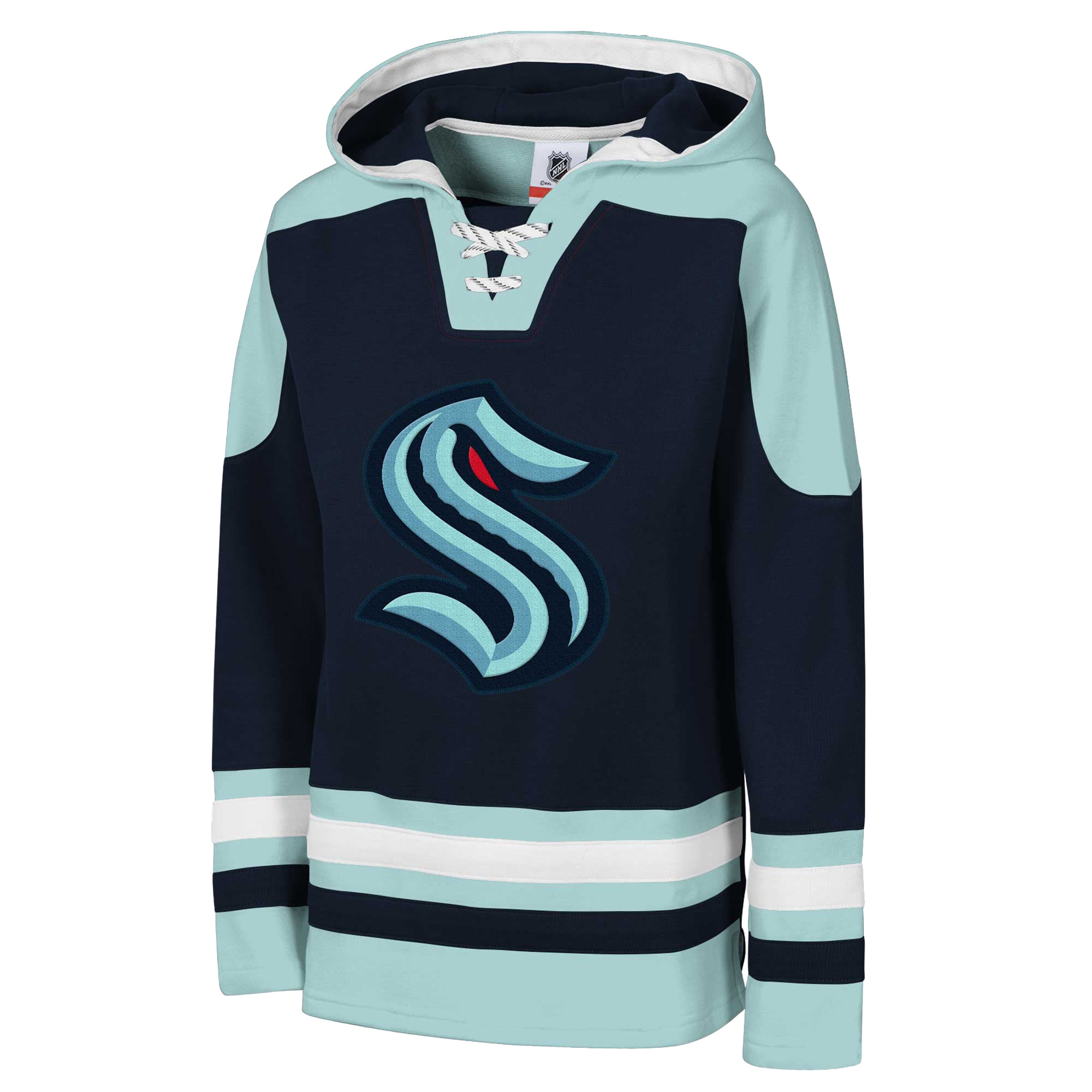 Sweat à capuche raglan col V Youth Outerstuff Deep Sea Blue Seattle Kraken Ageless Must Have Home
