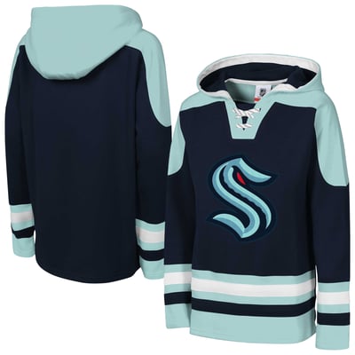 Seattle Kraken Outerstuff Youth Ageless Must Have Home Raglan V-Neck Hoodie - Deep Sea Blue
