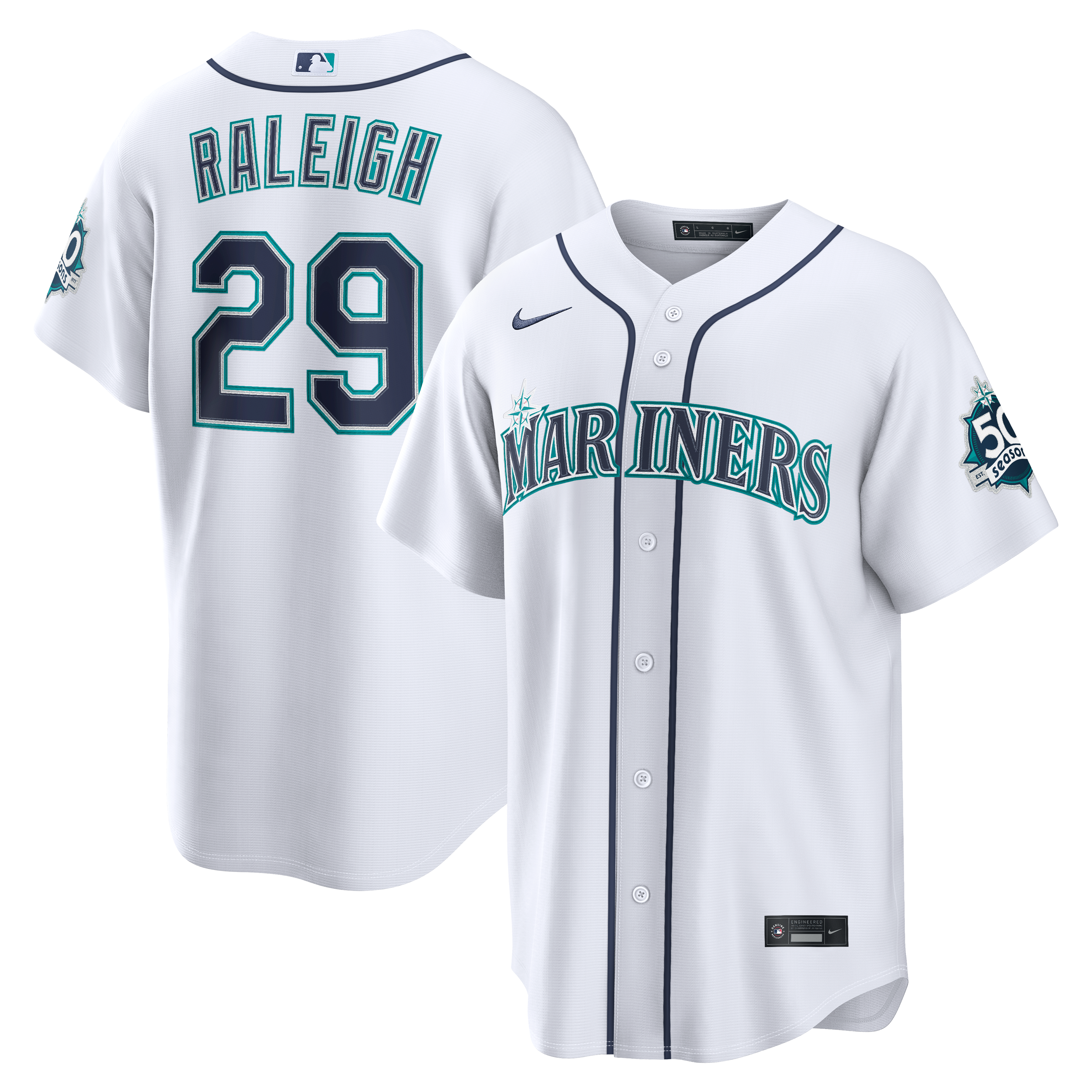 Maillot domicile Nike Cal Raleigh blanc des Mariners de Seattle pour homme