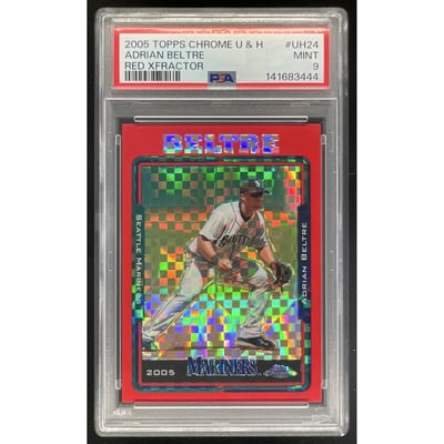 2005 Topps Chrome Updates & Highlights Red X Fractors Adrian Beltre /65 PSA 9