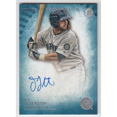 2015 Bowman Inception Prospect Autographs Blue #PADP D.J. Peterson