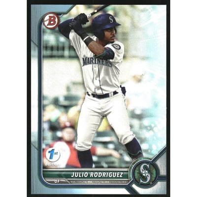 2022 Bowman 1st Edition Sky Blue Foil #BPPF45 Julio Rodriguez