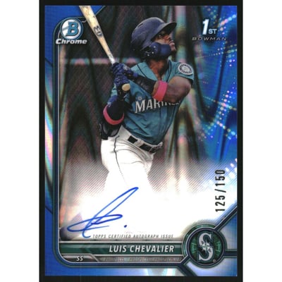 2022 Bowman Chrome Prospect Autographs Blue RayWave Refractors #CPALC Luis Chevalier