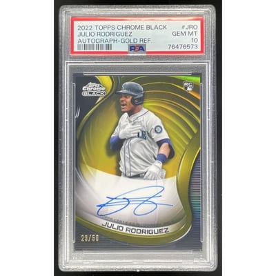 2022 Topps Chrome Black Gold #CBA-JRO Julio Rodriguez RC Auto /50 PSA 10
