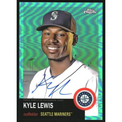 2022 Topps Chrome Platinum Anniversary Autographs Aqua Refractors #CPAKL Kyle Lewis