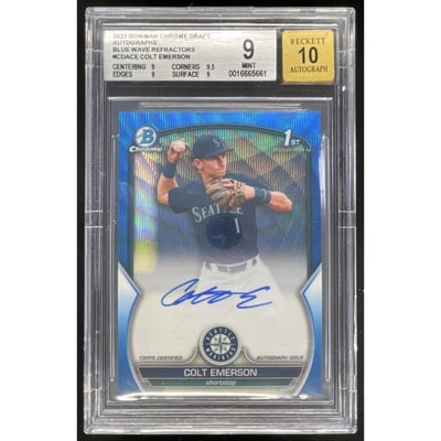 2023 Bowman Draft Chrome Prospect Blue Wave Colt Emerson RC Auto /150 BGS 9