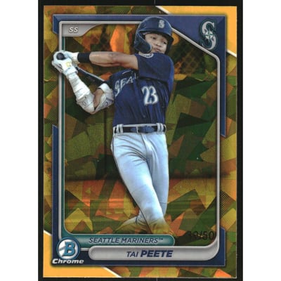 2024 Bowman Chrome Sapphire Prospects Gold Refractors #BCP9 Tai Peete