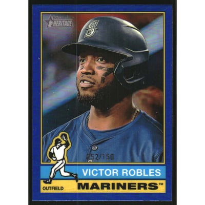 2025 Topps Heritage Chrome Blue Refractors #268 Victor Robles