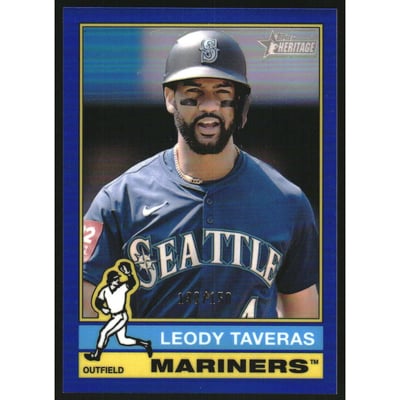 2025 Topps Heritage Chrome Blue Refractors #627 Leody Taveras