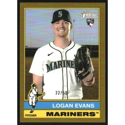 2025 Topps Heritage Chrome Gold Refractors #556 Logan Evans
