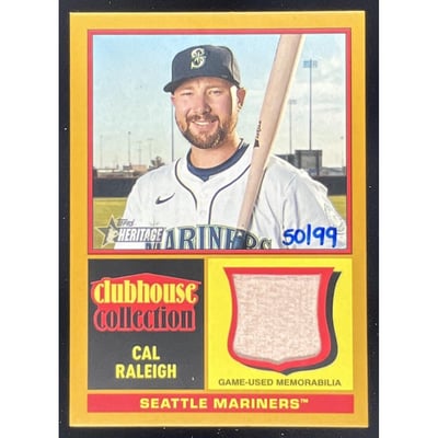 2025 Topps Heritage High Number Clubhouse Relics Gold #CCR-CR Cal Raleigh /99