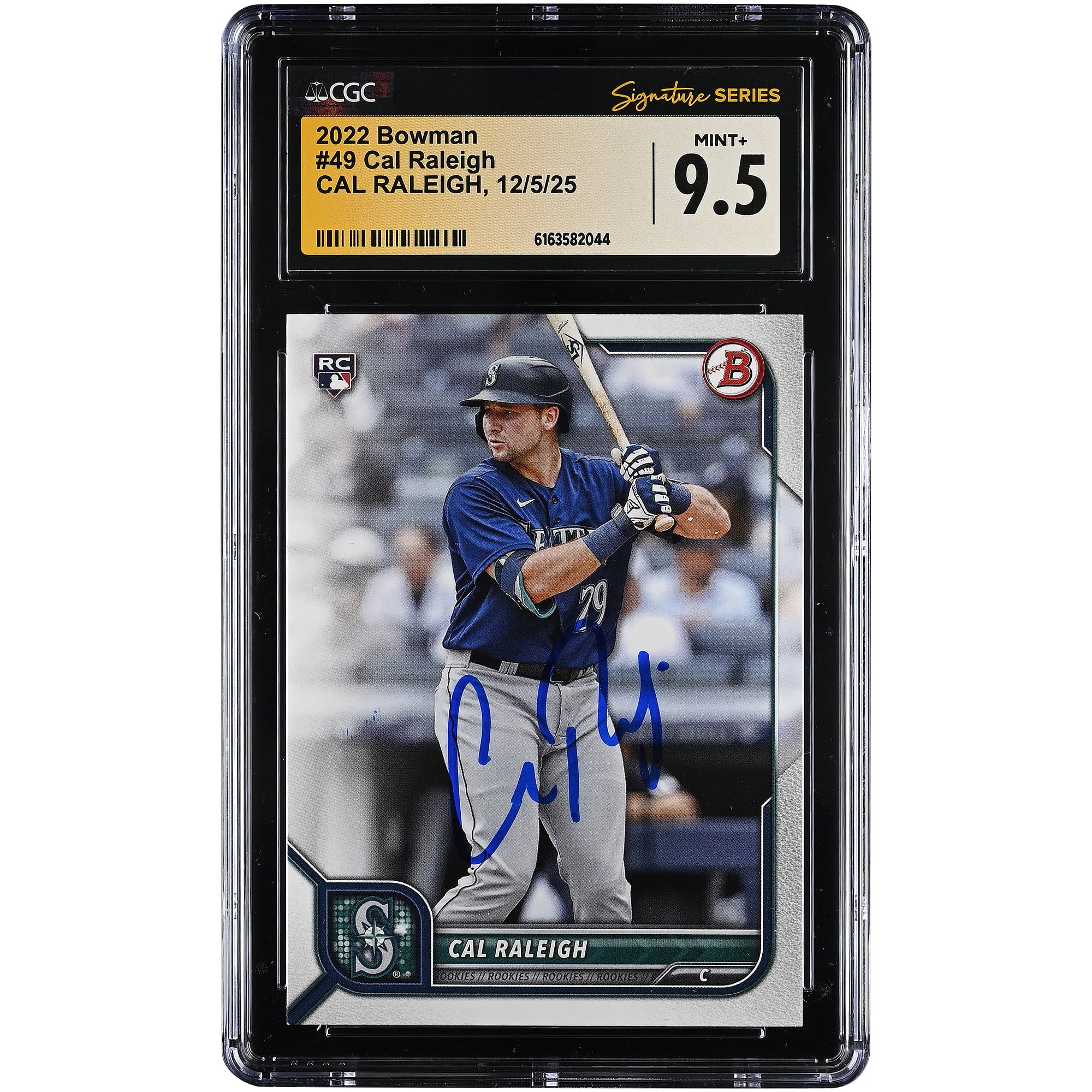 Cal Raleigh Seattle Mariners Autographed 2022 Bowman #49 CGC Authenticated MINT+ 9.5 Rookie Card