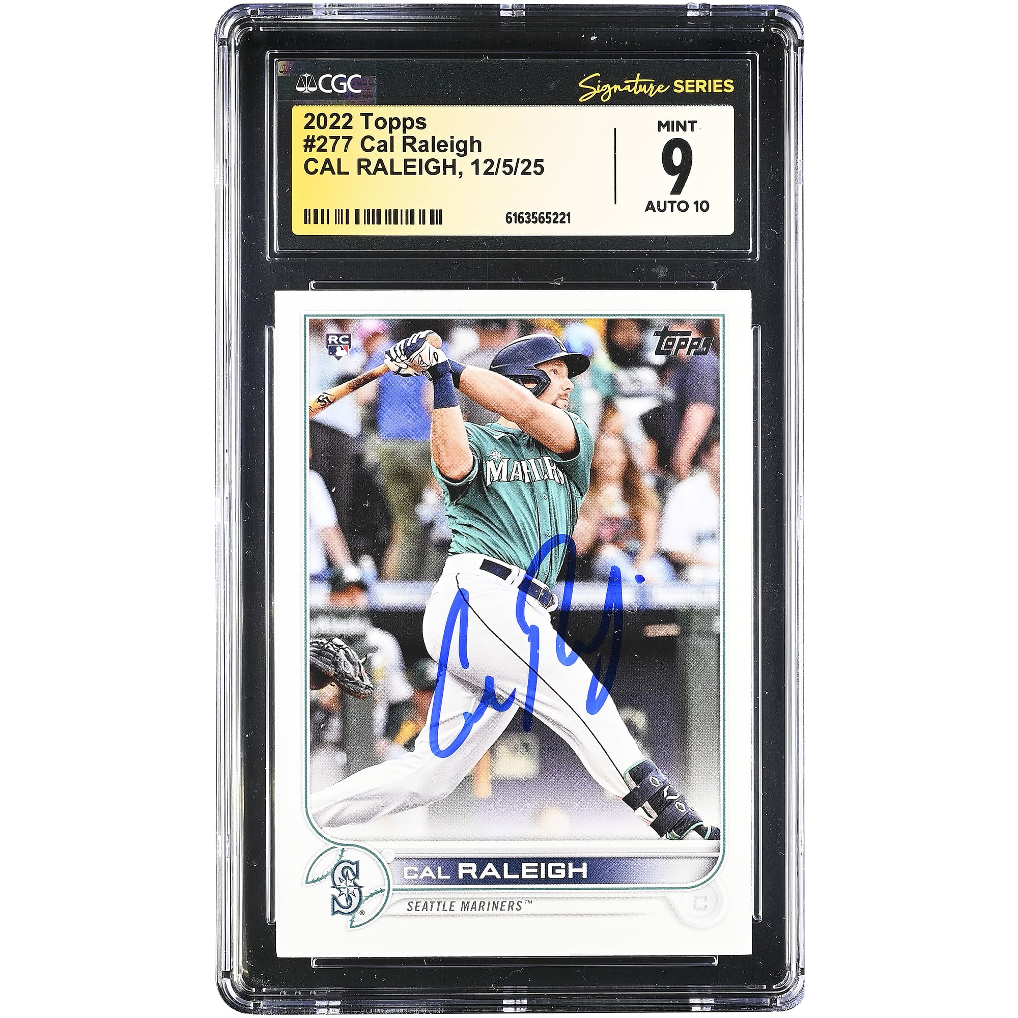 Cal Raleigh Seattle Mariners Autographed 2022 Topps #277 CGC Authenticated /10 Rookie Card