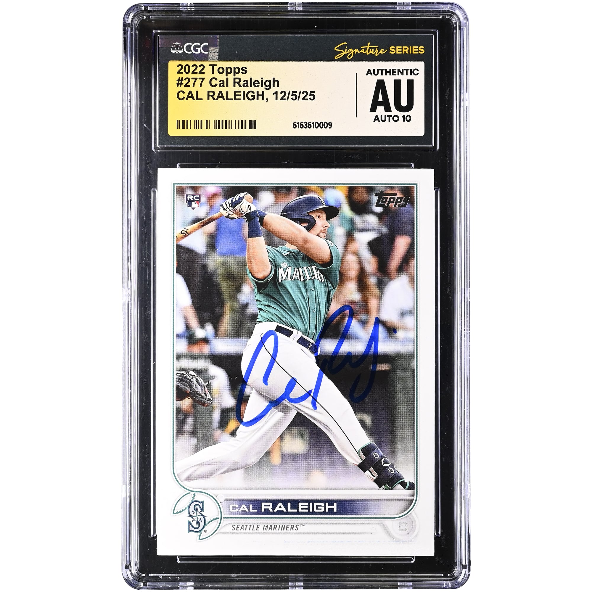 Cal Raleigh Seattle Mariners Autographed 2022 Topps #277 CGC Authenticated Auto 10 Rookie Card