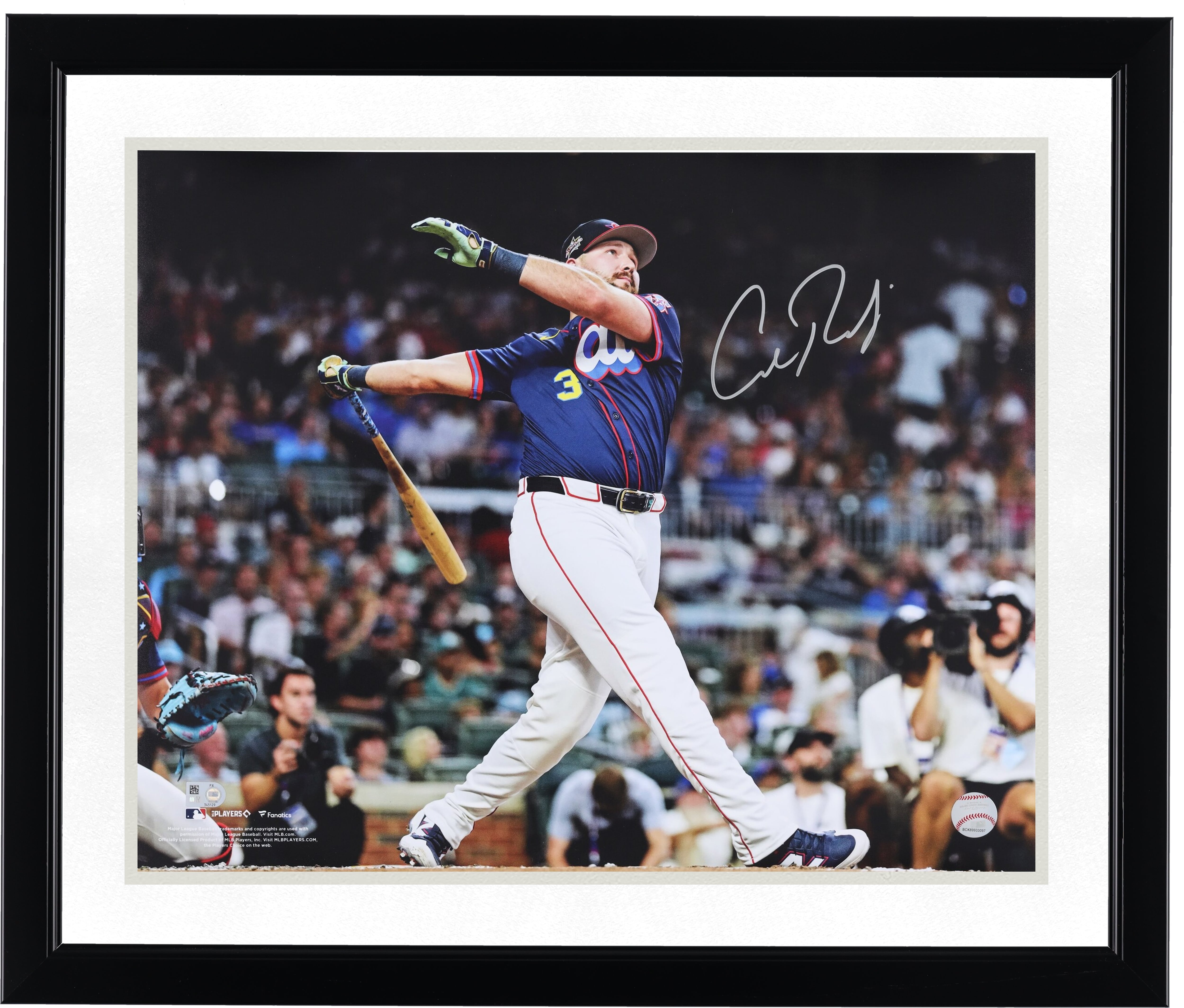 Photo autographiée de Cal Raleigh et des Seattle Mariners, édition 2025 du Home Run Derby de la MLB (40,6 x 50,8 cm).