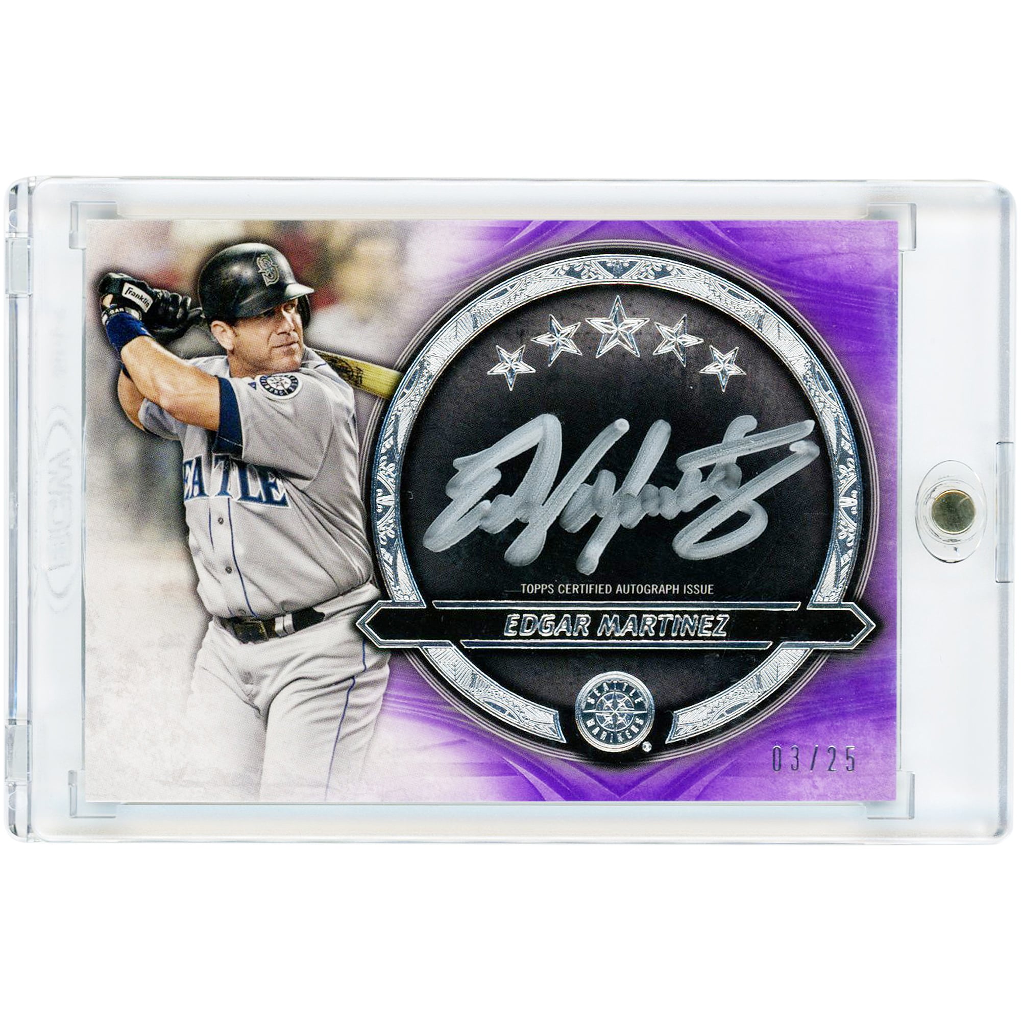 Carte autographiée Edgar Martínez des Mariners de Seattle, collection Topps Five Star Silver Signatures 2021, violette, numéro SS-EM, numéro 3/25
