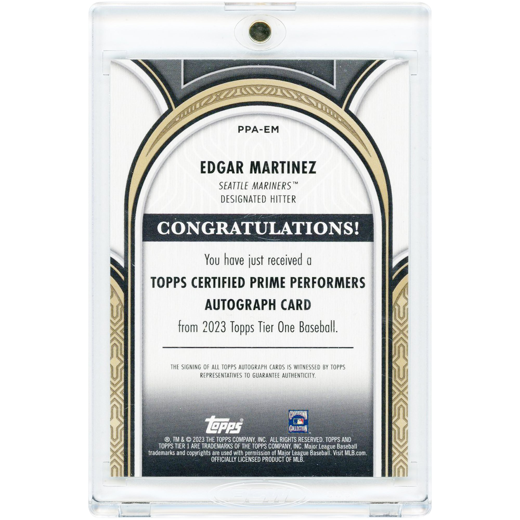 Edgar Martínez Seattle Mariners Autographed 2023 Topps Tier One Bronze Ink #PPA-EM #14/25 Card