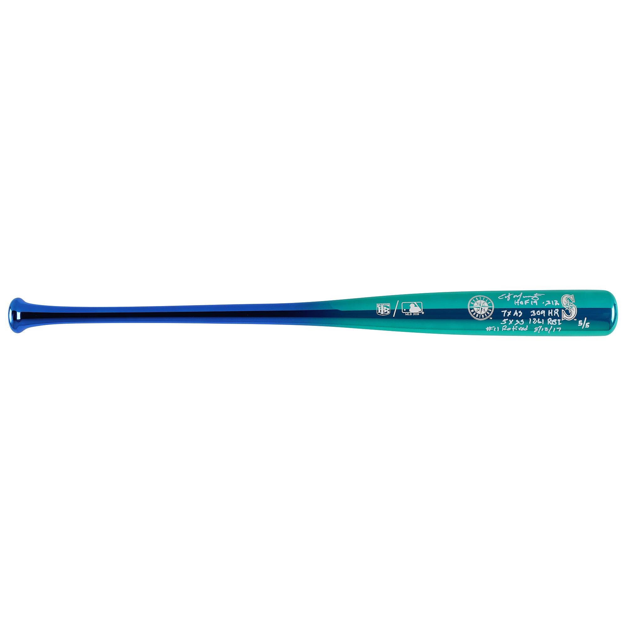 Edgar Martínez Seattle Mariners Autographed Big Time Bats Chrome Bat with Multiple Inscriptions - Limited Edition #5/5