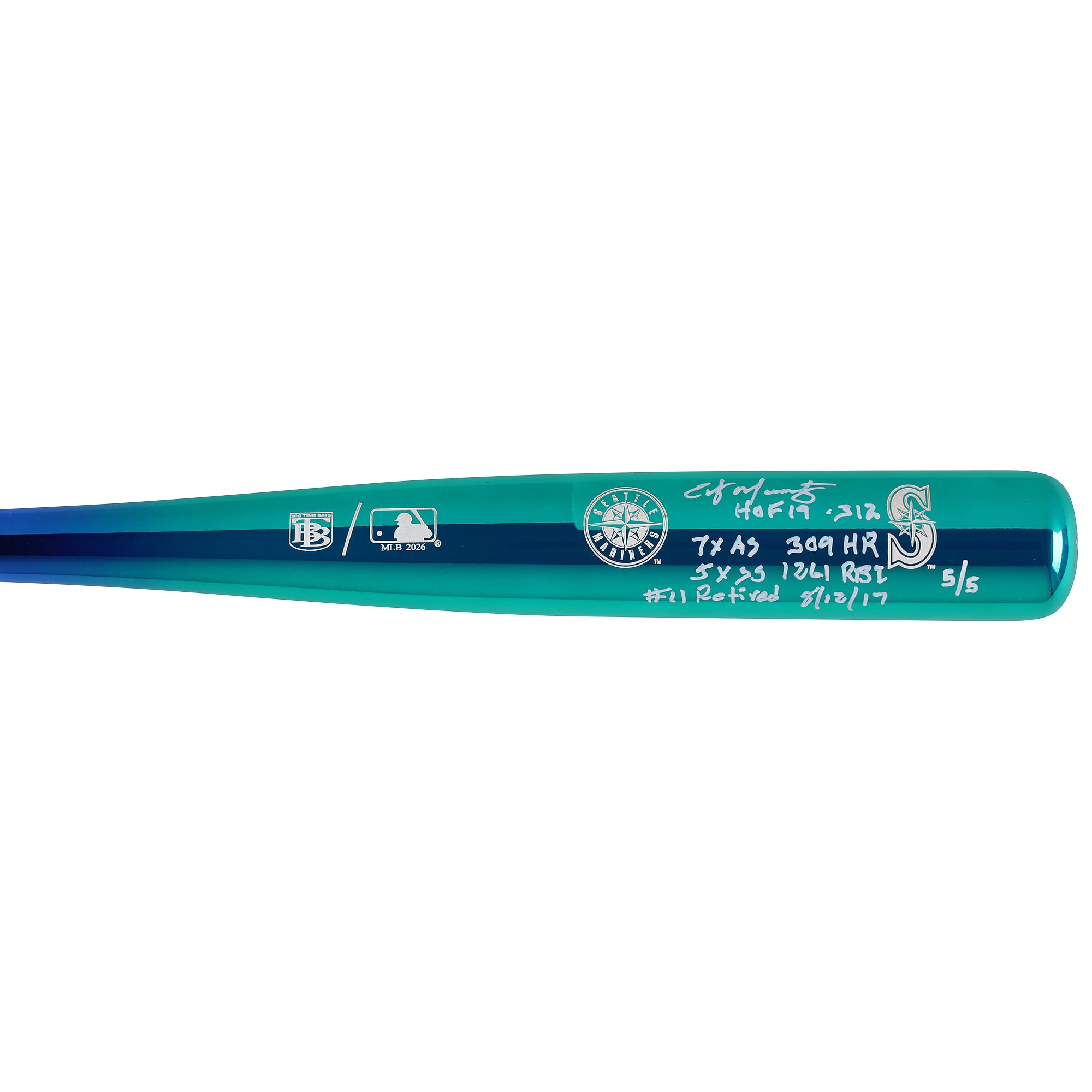 Edgar Martínez Seattle Mariners Autographed Big Time Bats Chrome Bat with Multiple Inscriptions - Limited Edition #5/5