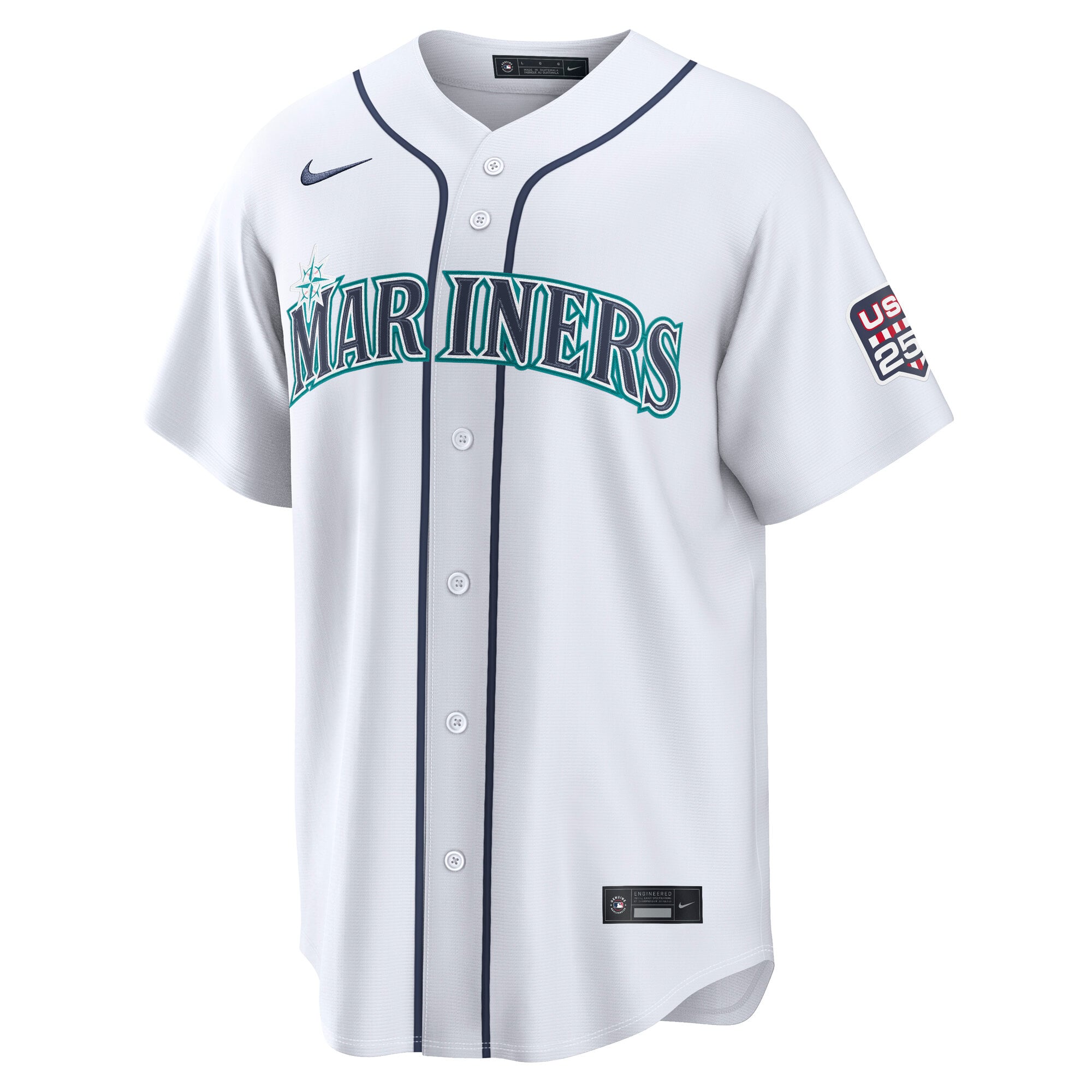 Maillot de stade Nike blanc USA 250 des Mariners Seattle pour hommes, édition spéciale 4 juillet, Cal Raleigh