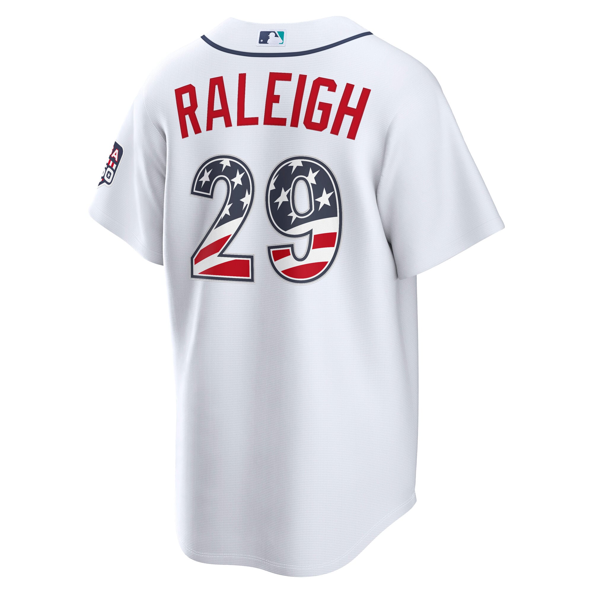 Maillot de stade Nike blanc USA 250 des Mariners Seattle pour hommes, édition spéciale 4 juillet, Cal Raleigh