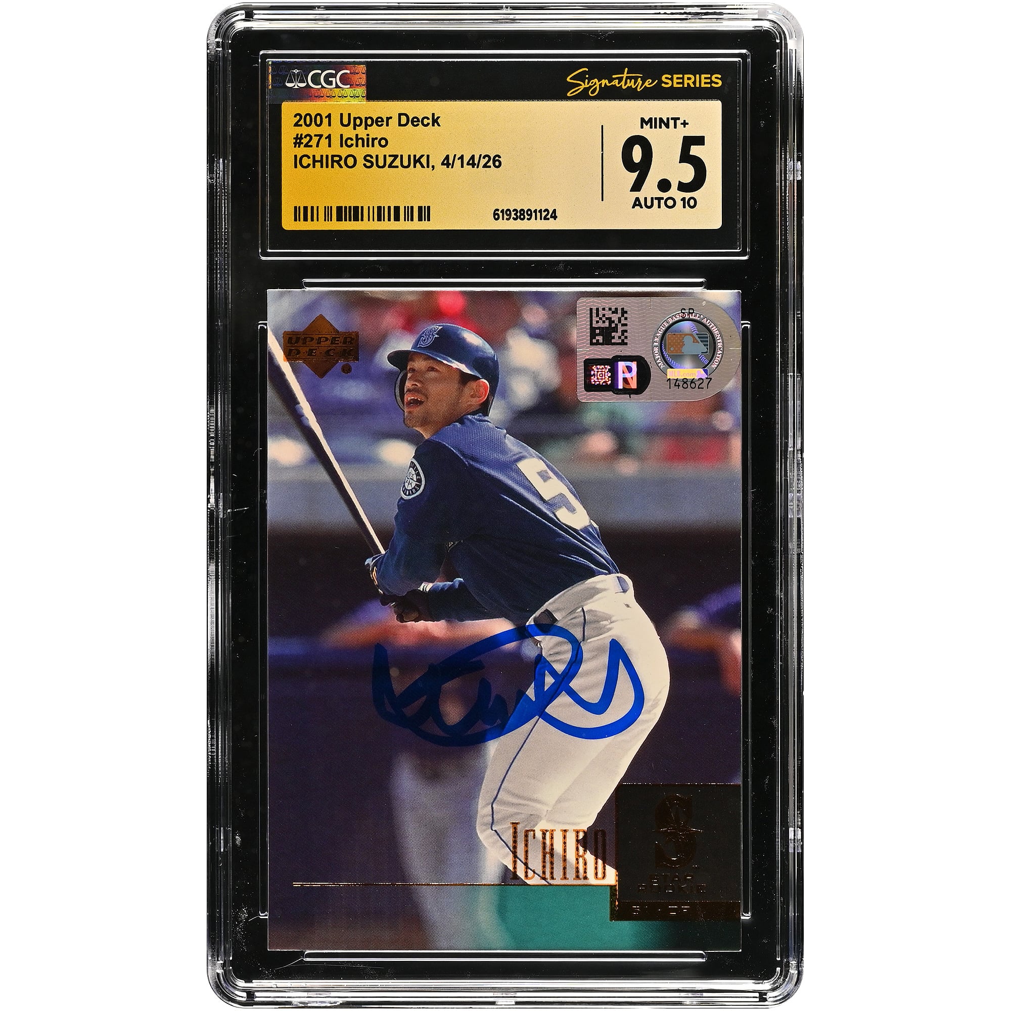 Ichiro Suzuki Seattle Mariners Autographed 2001 Upper Deck #271 CGC Fanatics Witnessed Authenticated /10 Rookie Card