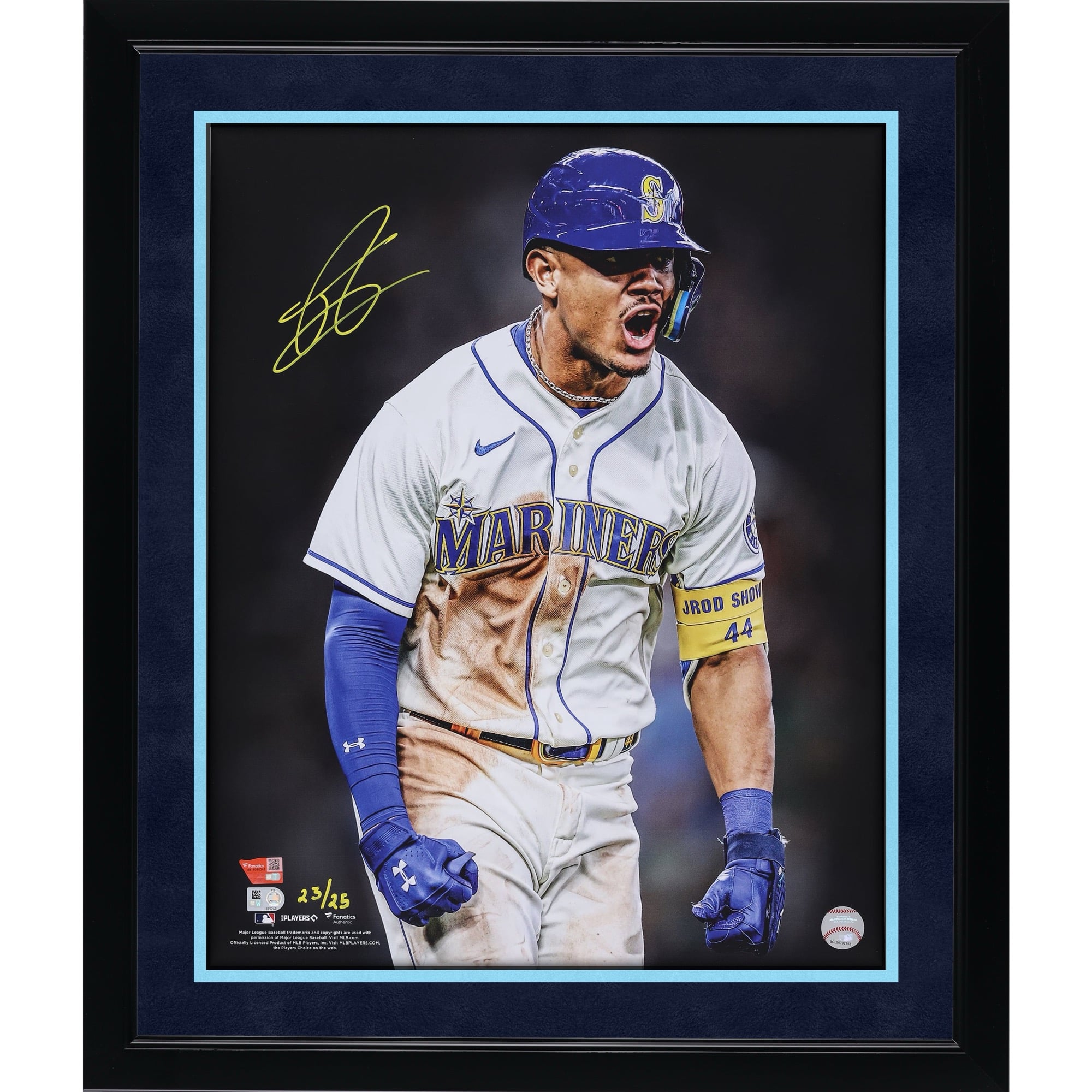 Photo dédicacée de Julio Rodriguez (Seattle Mariners) - 40,6 x 50,8 cm (édition limitée à 25 exemplaires)