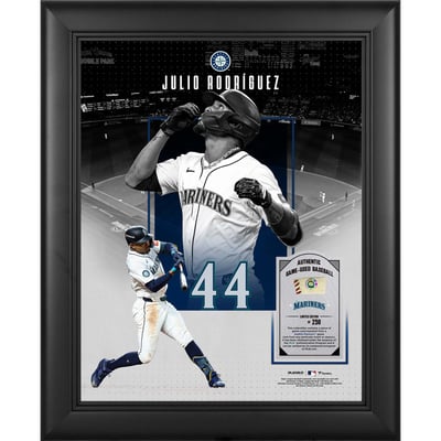 Julio Rodriguez Seattle Mariners Fanatics Authentic Framed 11" x 14" Showcase Collage with a Piece of Game-Used Ball - Limited Edition of 250