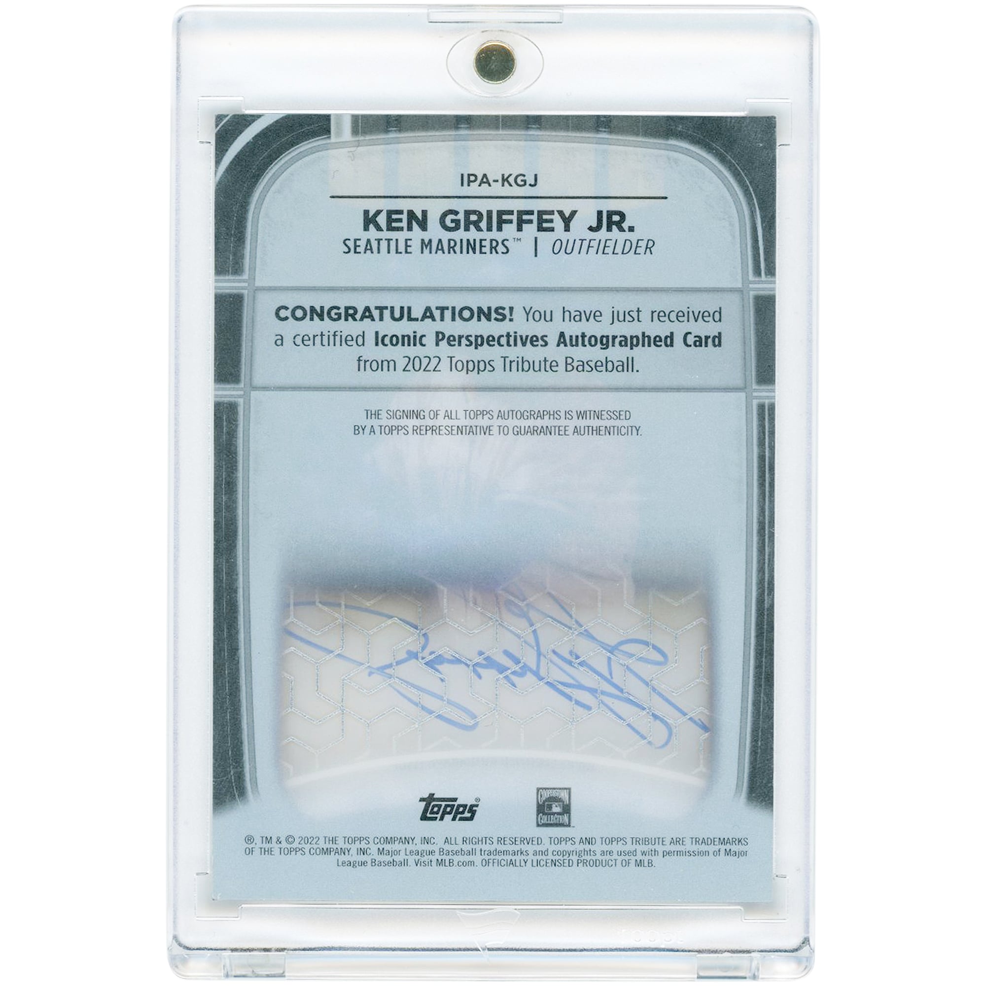 Ken Griffey Jr. Seattle Mariners Autographed 2022 Topps Tribute Iconic Perspectives #IPA-KGJ #23/50 Card