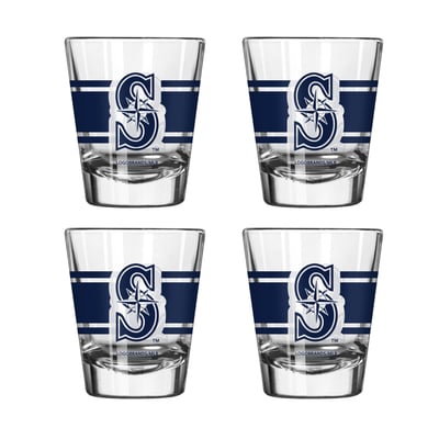 Seattle Mariners Logo Brands Four-Piece Stripe Shot Glass Set