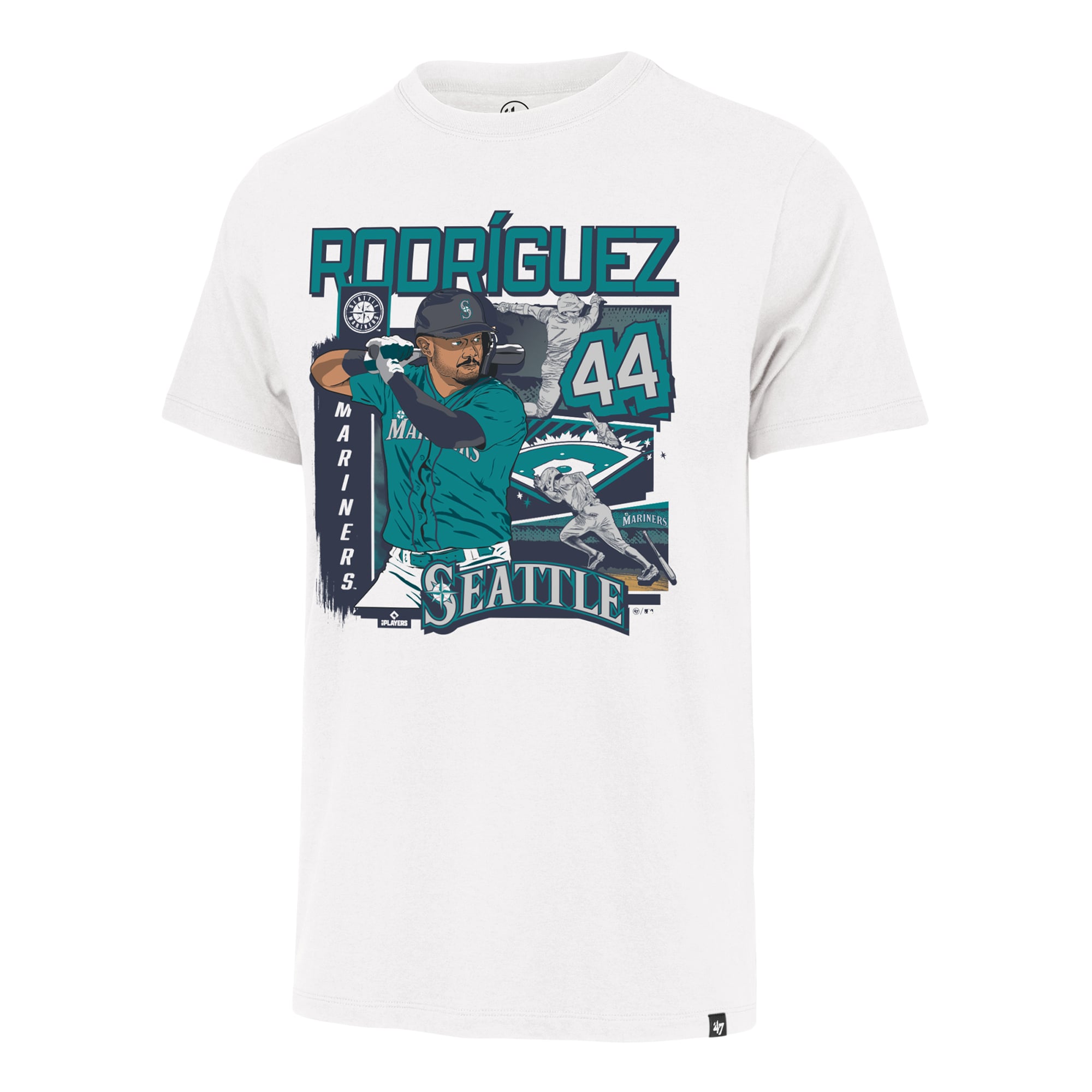 T-shirt homme '47 Julio Rodríguez blanc Seattle Mariners Field Mark Franklin