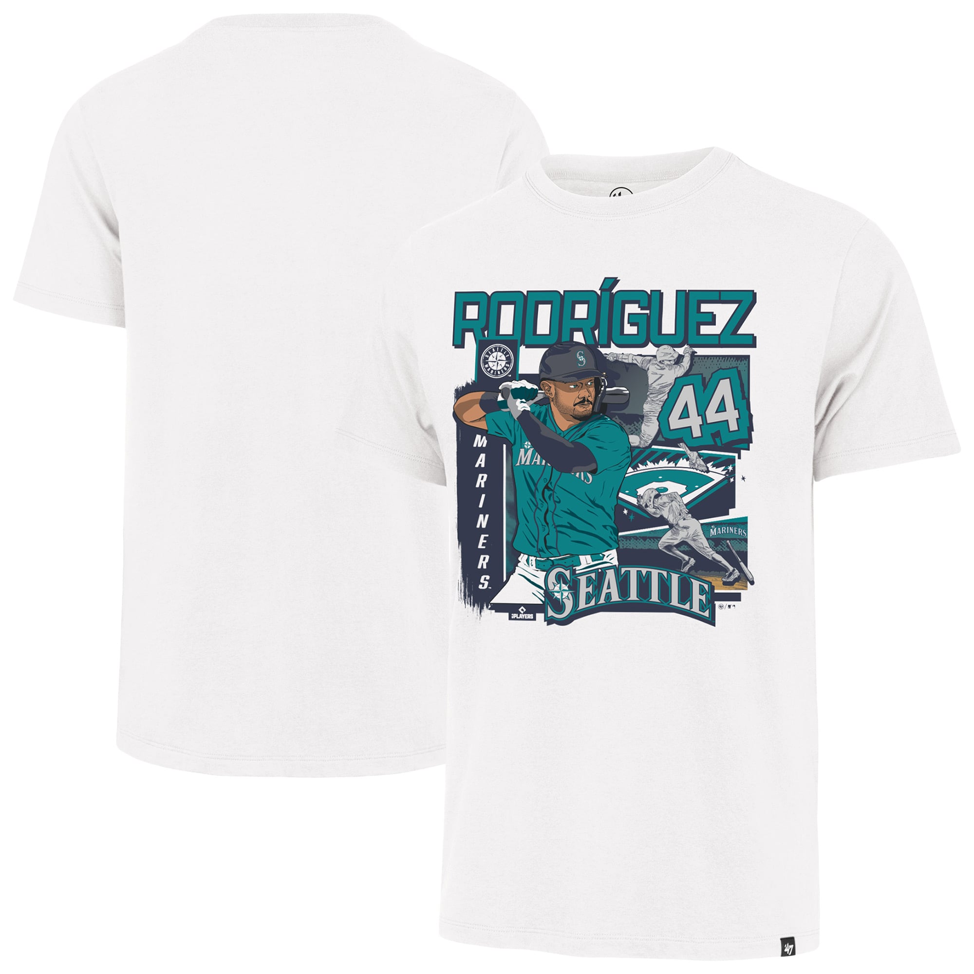 T-shirt homme '47 Julio Rodríguez blanc Seattle Mariners Field Mark Franklin