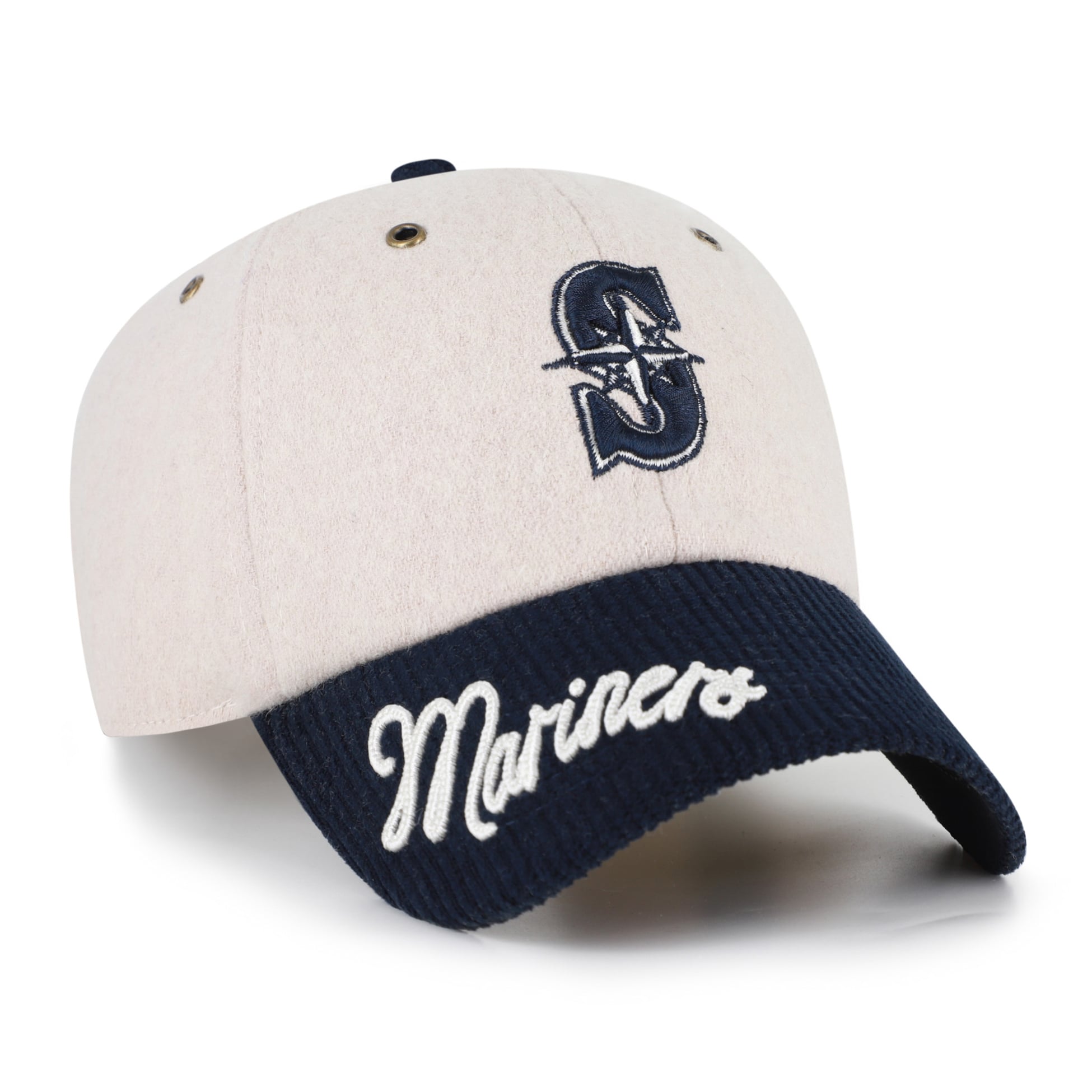 Casquette ajustable Seattle Mariners « 47 » naturelle/marine avec inscription en corde