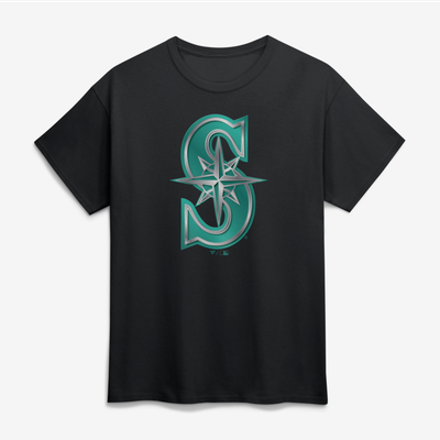 Seattle Mariners Big & Tall Metallic Mascot T-Shirt - Black