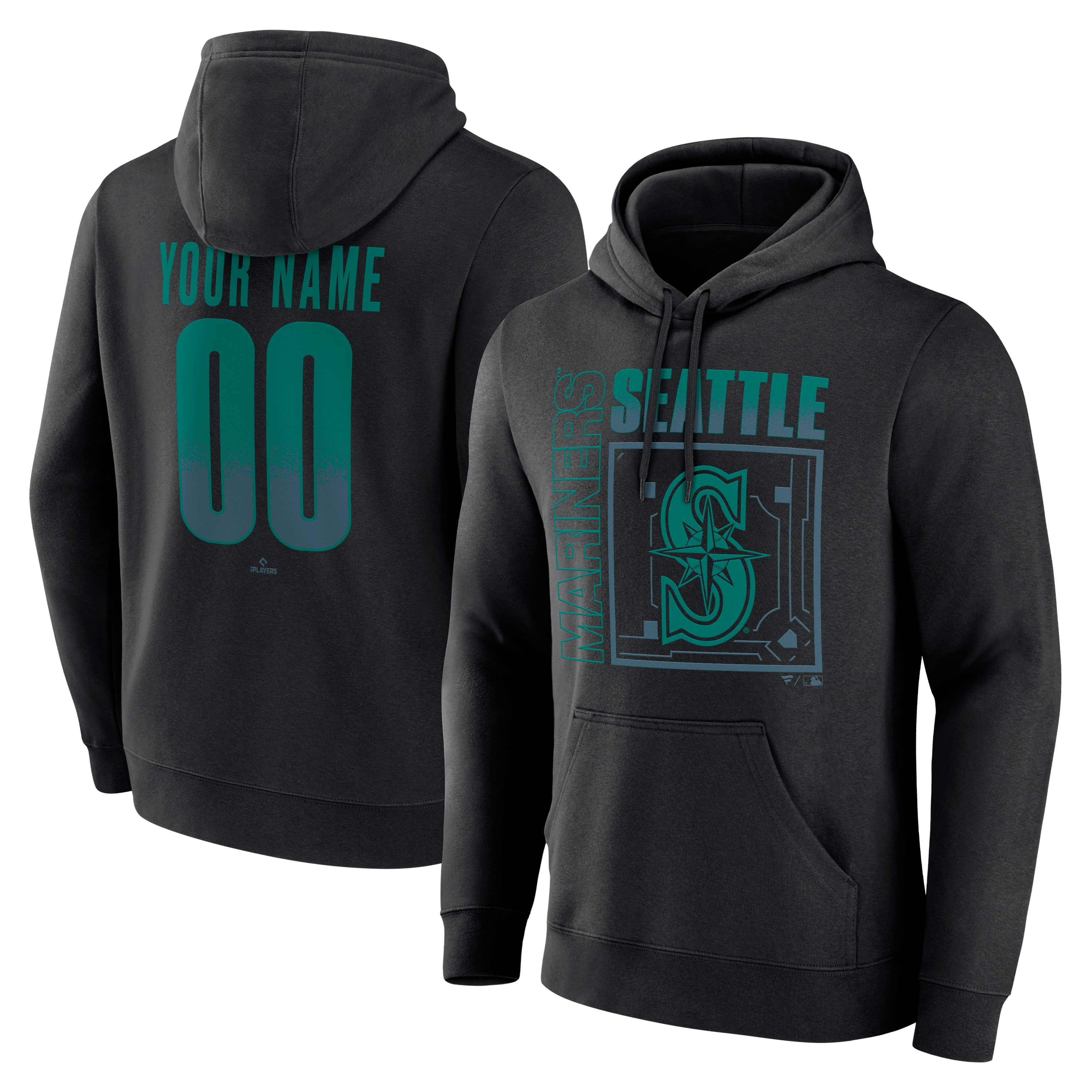 Men's Black Seattle Mariners Home Field Pop Personalized Name & Number Hoodie