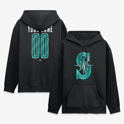 Seattle Mariners  Metallic Mascot Personalized Name & Number Hoodie - Black