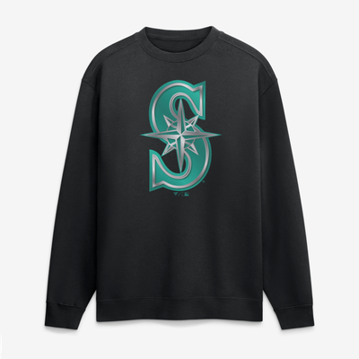 Seattle Mariners  Metallic Mascot Sweatshirt - Black