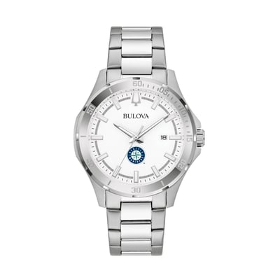 Seattle Mariners Bulova Stainless Steel Classic Sport Watch - Silver