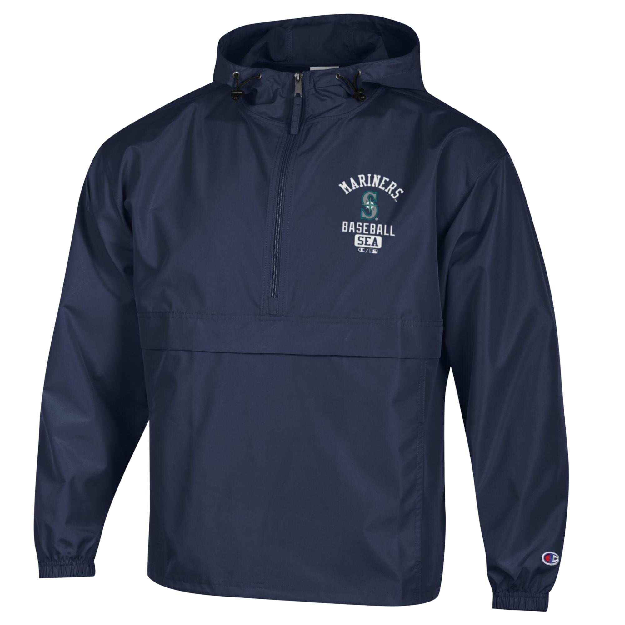 Men's Champion Navy Seattle Mariners Packable Windbreaker Half-Zip Jacket