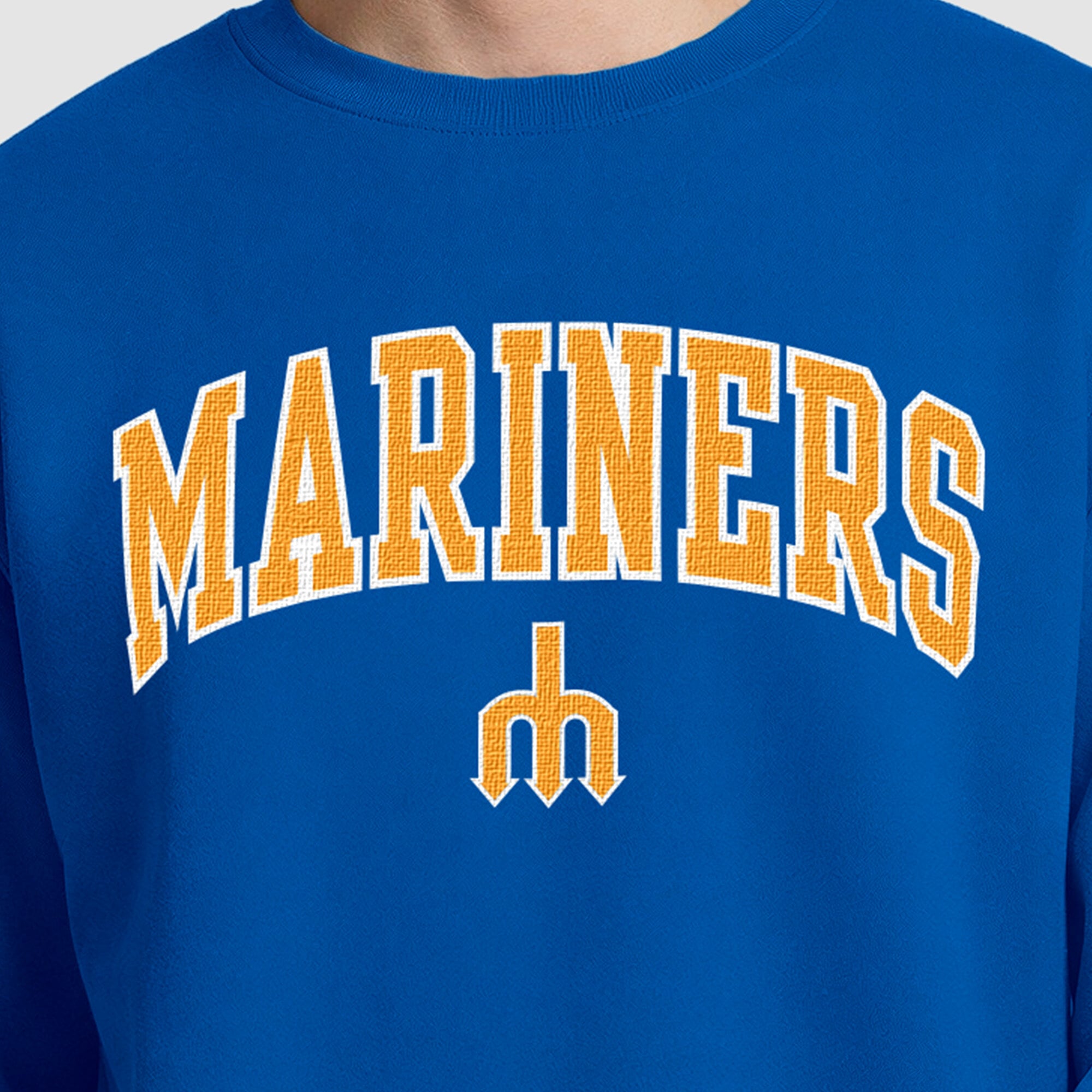 Men's Champion Royal Seattle Mariners Fleece Crew Sweatshirt