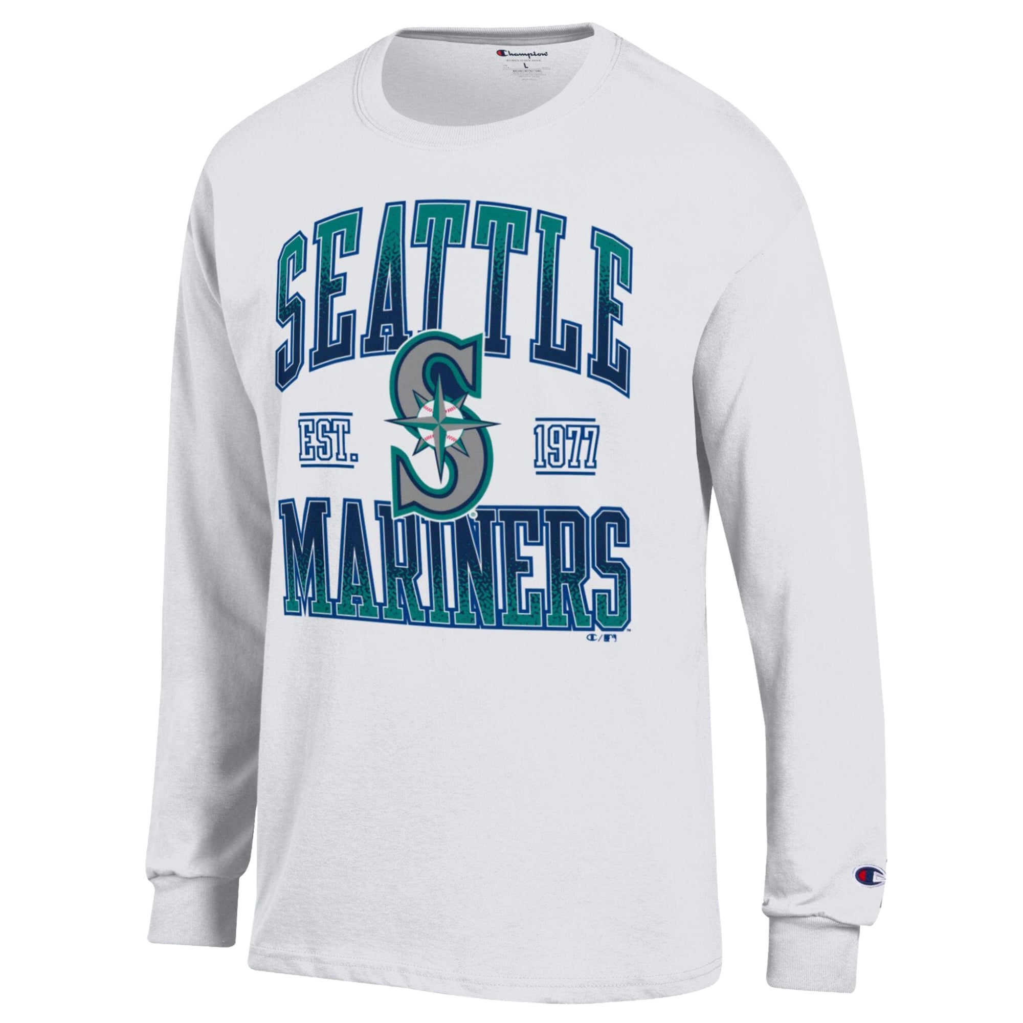 Men's Champion White Seattle Mariners Jersey Long Sleeve T-Shirt
