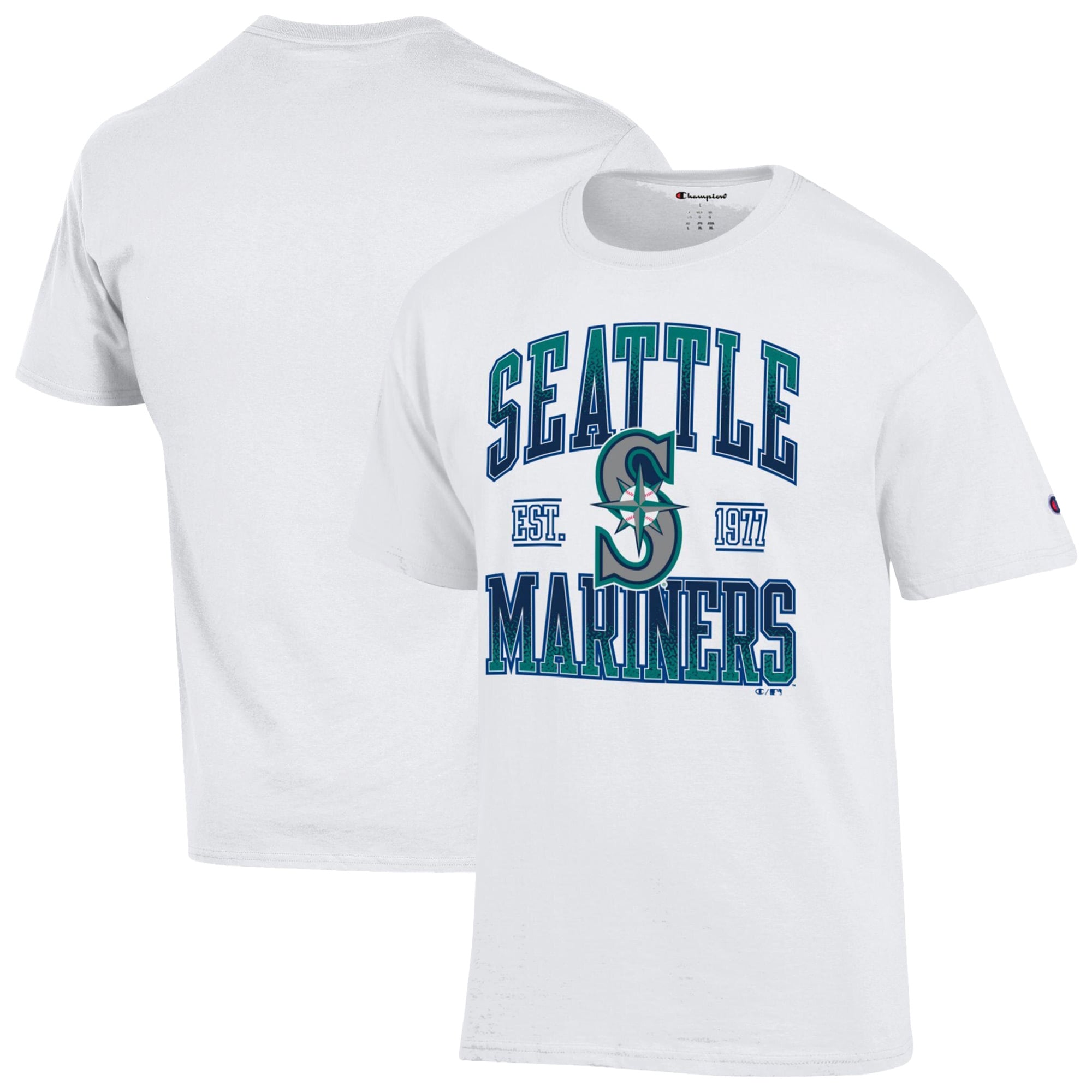 Men's Champion White Seattle Mariners Team Name T-Shirt