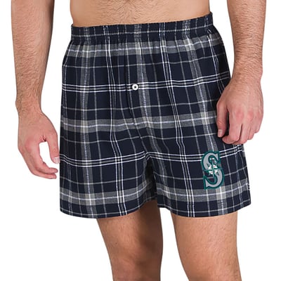 Seattle Mariners Concepts Sport Ultimate Flannel Boxers - Navy/Gray