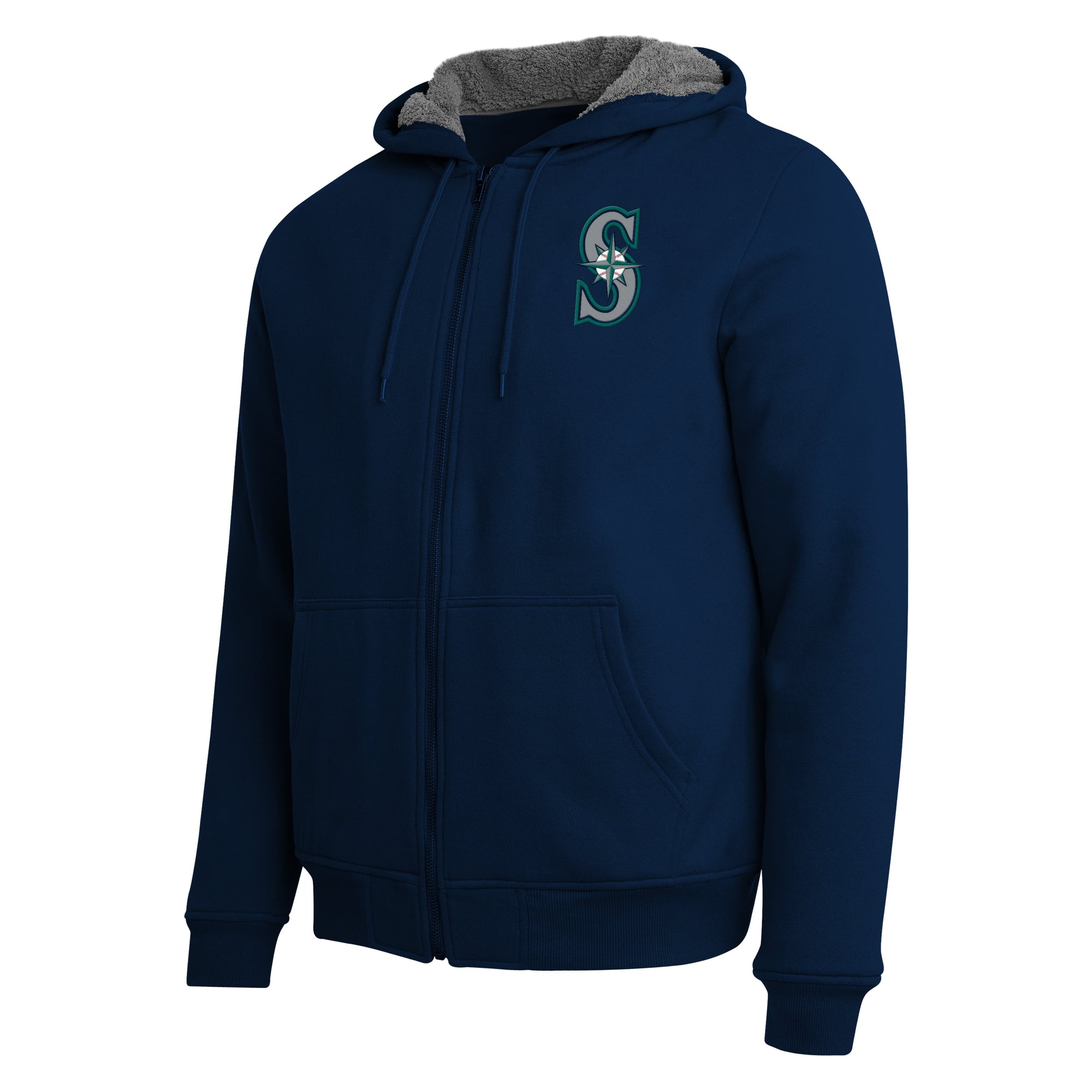 Sweat-shirt zippé intégral doublé sherpa bleu marine/gris de la collection Darius Rucker pour homme par Fanatics Seattle Mariners
