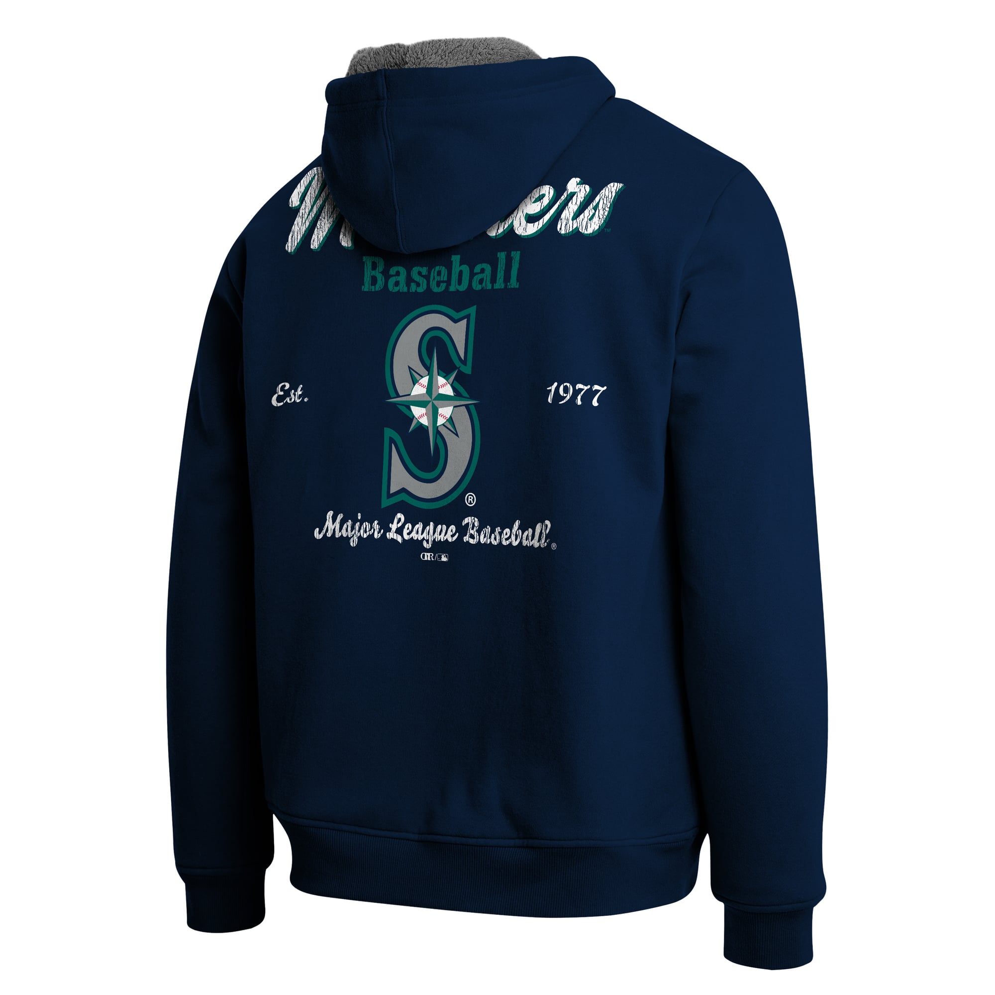 Sweat-shirt zippé intégral doublé sherpa bleu marine/gris de la collection Darius Rucker pour homme par Fanatics Seattle Mariners